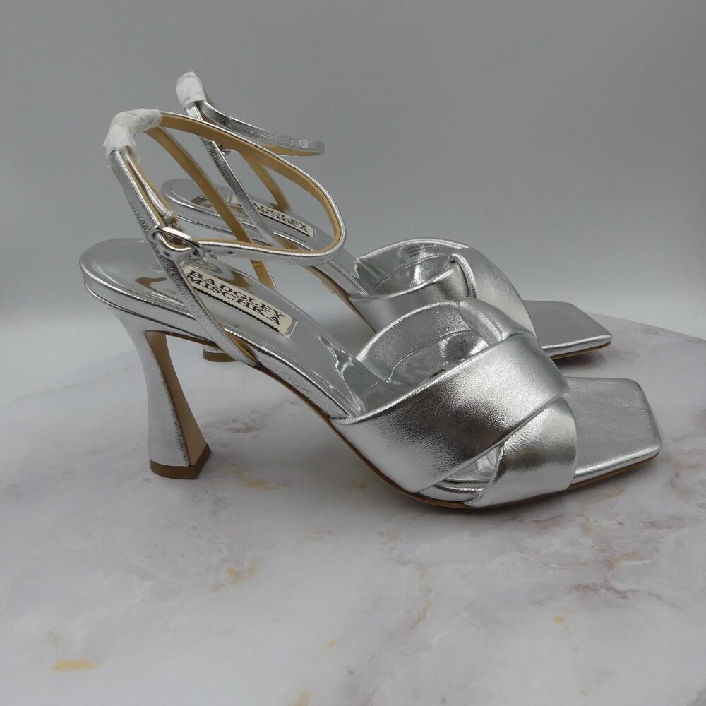 Badgley Mischka Dress Shoes Silver Brinlee II Sillea Heels Sandals